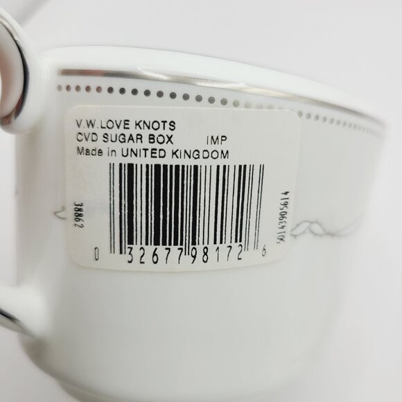 Wedgwood Vera Wang Love Knots White Porcelain Covered Sugar Bowl 10 Oz NWT - Picture 10 of 14